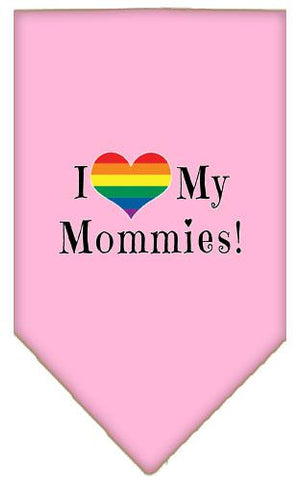 I Heart My Mommies Screen Print Bandana Light Pink Small