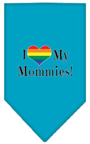 I Heart My Mommies Screen Print Bandana Turquoise Small