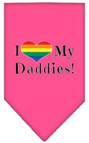 I Heart My Daddies Screen Print Bandana Bright Pink Large