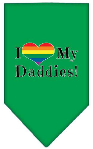 I Heart My Daddies Screen Print Bandana Emerald Green Large