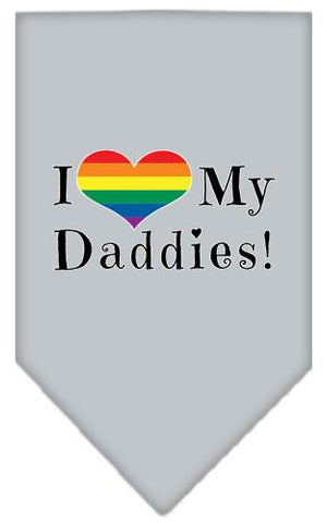 I Heart My Daddies Screen Print Bandana Grey Large