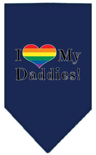 I Heart My Daddies Screen Print Bandana Navy Blue Large