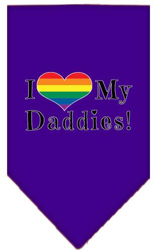 I Heart My Daddies Screen Print Bandana Purple Large