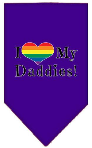 I Heart My Daddies Screen Print Bandana Purple Large