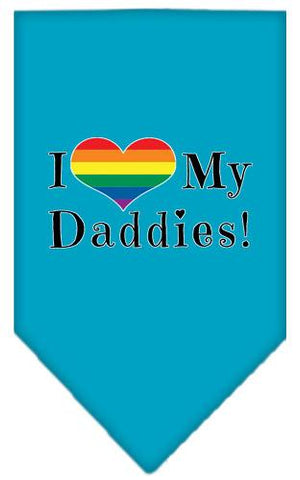 I Heart My Daddies Screen Print Bandana Turquoise Large