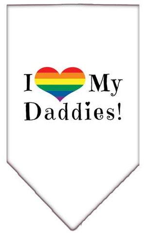 I Heart My Daddies Screen Print Bandana White Large