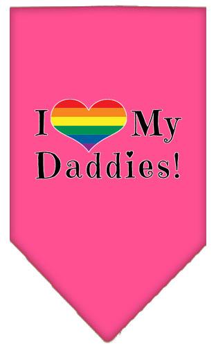 I Heart My Daddies Screen Print Bandana Bright Pink Small