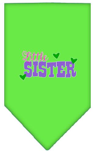 Little Sister Screen Print Bandana Lime Green Large