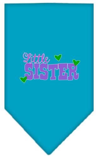 Little Sister Screen Print Bandana Turquoise Large