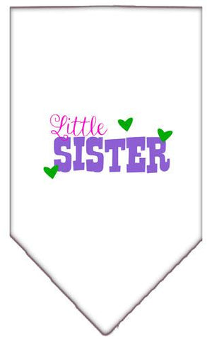 Little Sister Screen Print Bandana White Large