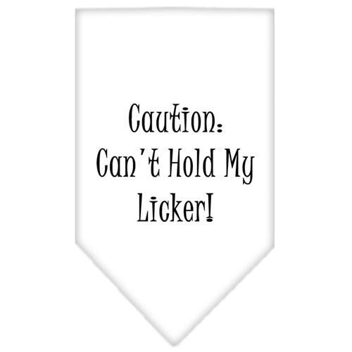 Can't Hold My Licker  Screen Print Bandana White Small