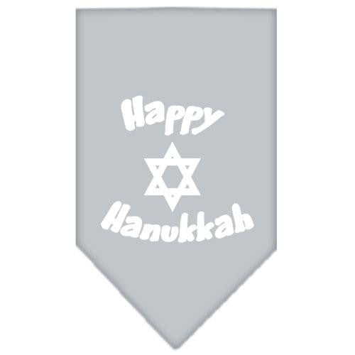 Happy Hanukkah Screen Print Bandana Grey Large