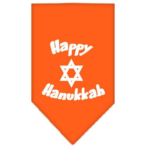 Happy Hanukkah Screen Print Bandana Orange Small