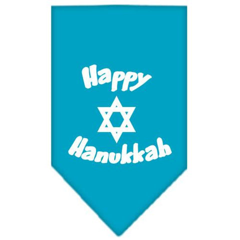 Happy Hanukkah Screen Print Bandana Turquoise Small