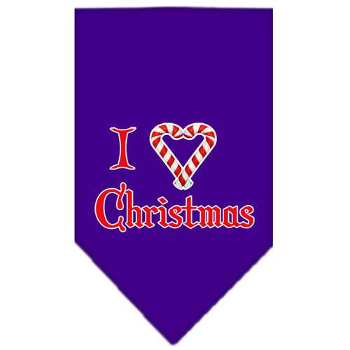 Heart Christmas Screen Print Bandana Purple Large