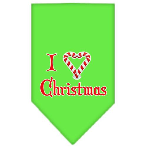 Heart Christmas Screen Print Bandana Lime Green Small