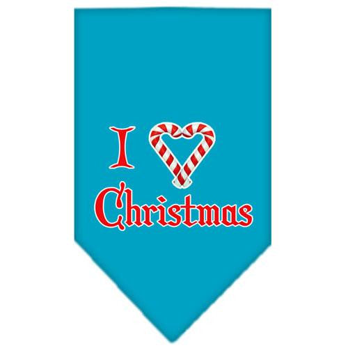 Heart Christmas Screen Print Bandana Turquoise Small