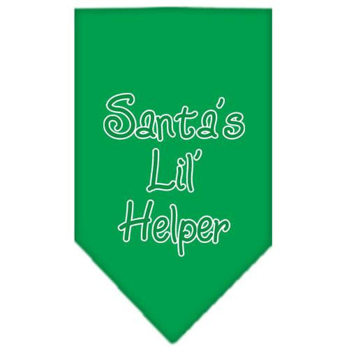 Santa Lil Helper Screen Print Bandana Emerald Green Large