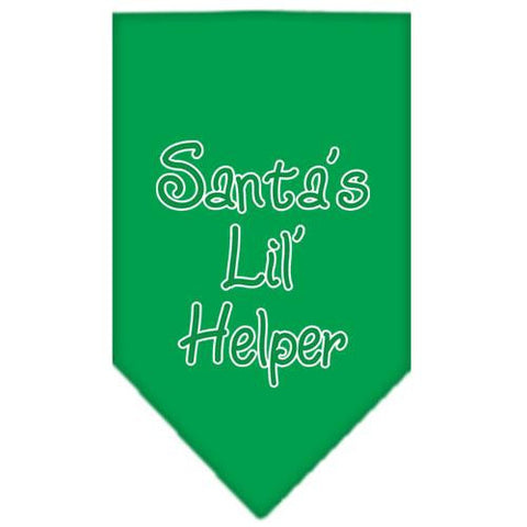 Santa Lil Helper Screen Print Bandana Emerald Green Large