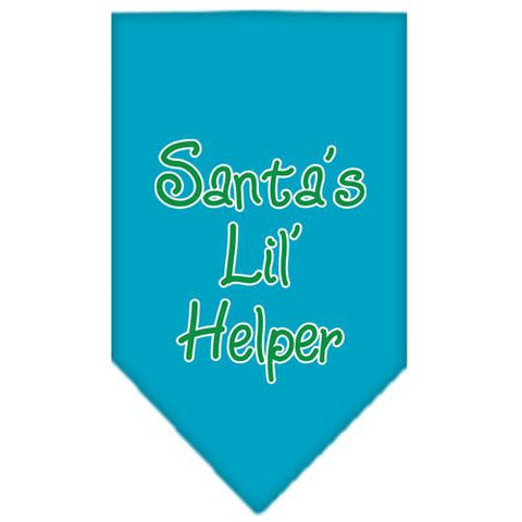 Santa Lil Helper Screen Print Bandana Turquoise Large