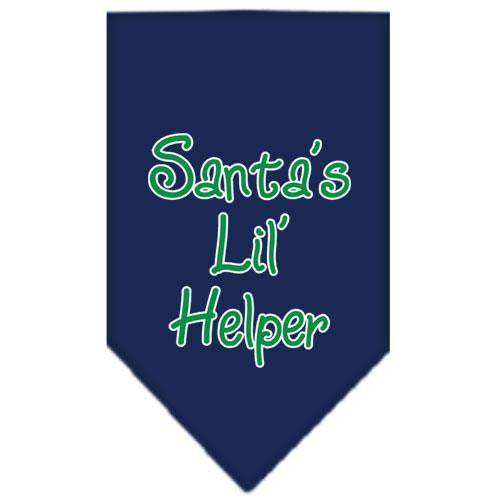 Santa Lil Helper Screen Print Bandana Navy Blue Small