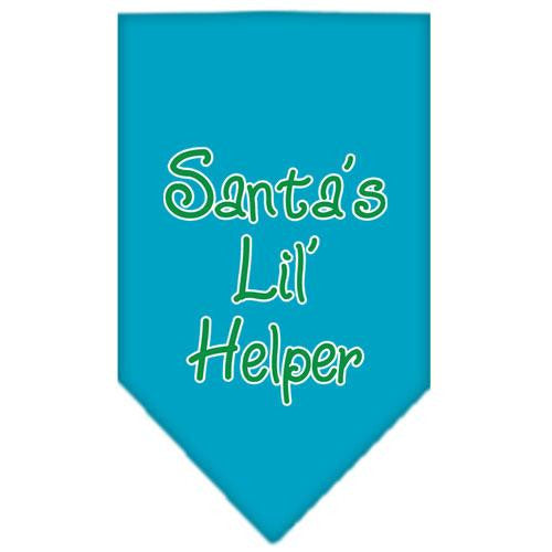 Santa Lil Helper Screen Print Bandana Turquoise Small