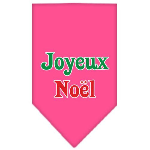 Joyeux Noel Screen Print Bandana Bright Pink Small