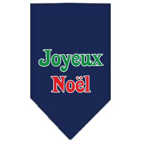 Joyeux Noel Screen Print Bandana Navy Blue Small