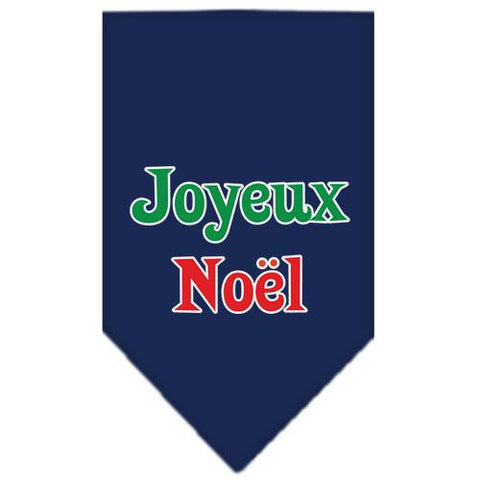 Joyeux Noel Screen Print Bandana Navy Blue Small