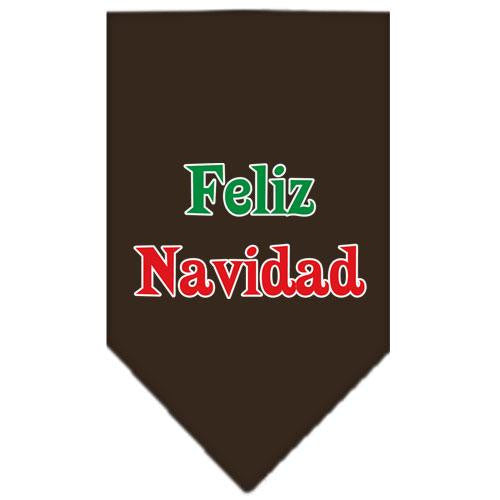 Feliz Navidad Screen Print Bandana Cocoa Large