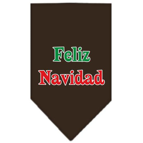 Feliz Navidad Screen Print Bandana Cocoa Large