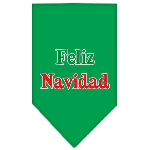 Feliz Navidad Screen Print Bandana Emerald Green Large