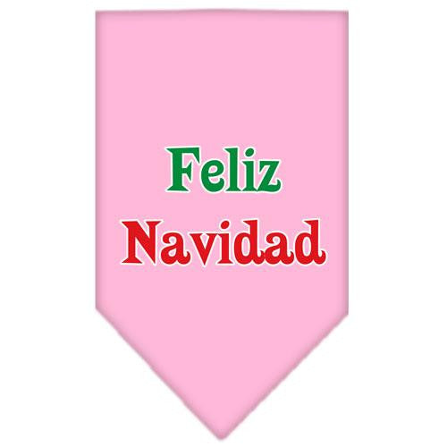 Feliz Navidad Screen Print Bandana Light Pink Large