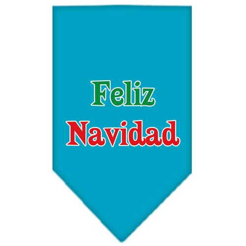 Feliz Navidad Screen Print Bandana Turquoise Large