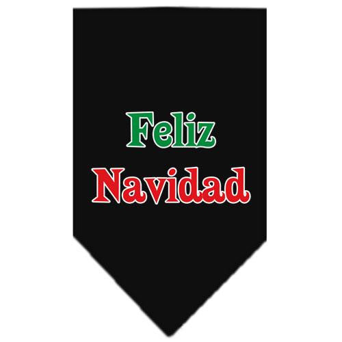 Feliz Navidad Screen Print Bandana Black Small