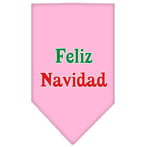 Feliz Navidad Screen Print Bandana Light Pink Small