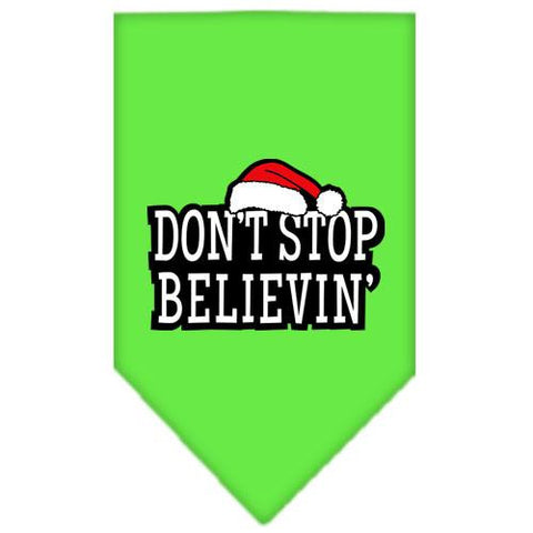 Dont Stop Believin Screen Print Bandana Lime Green Small