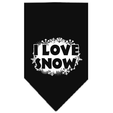 I Love Snow Screen Print Bandana Black Small