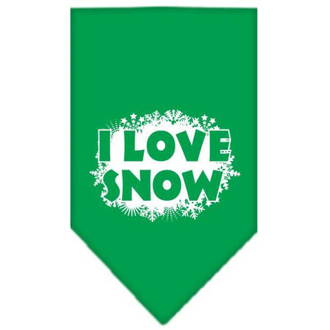 I Love Snow Screen Print Bandana Emerald Green Small