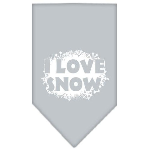 I Love Snow Screen Print Bandana Grey Small