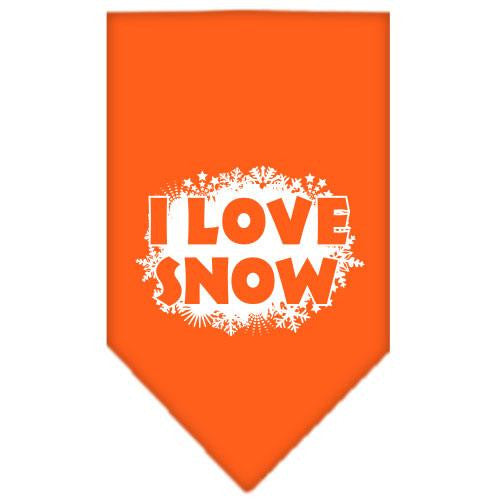 I Love Snow Screen Print Bandana Orange Small