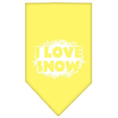 I Love Snow Screen Print Bandana Yellow Small