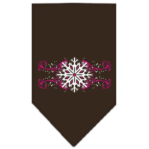 Pink Snowflake Swirls Screen Print Bandana Cocoa Small