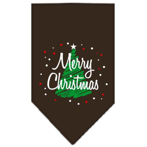 Scribble Merry Christmas Screen Print Bandana Cocoa Large