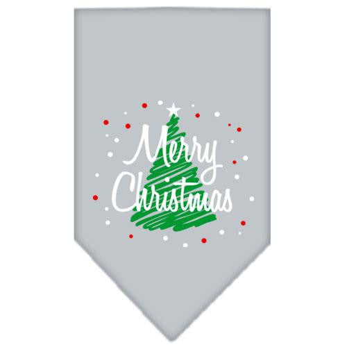 Scribble Merry Christmas Screen Print Bandana Grey Large