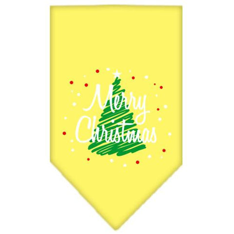 Scribble Merry Christmas Screen Print Bandana Yellow Large