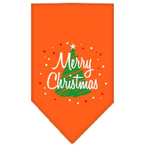 Scribble Merry Christmas Screen Print Bandana Orange Small