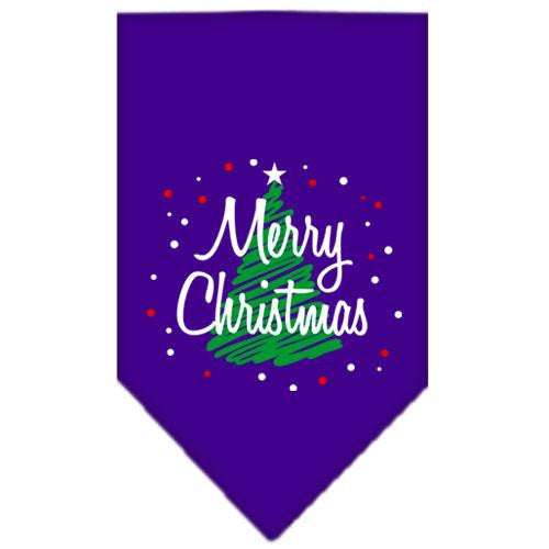 Scribble Merry Christmas Screen Print Bandana Purple Small