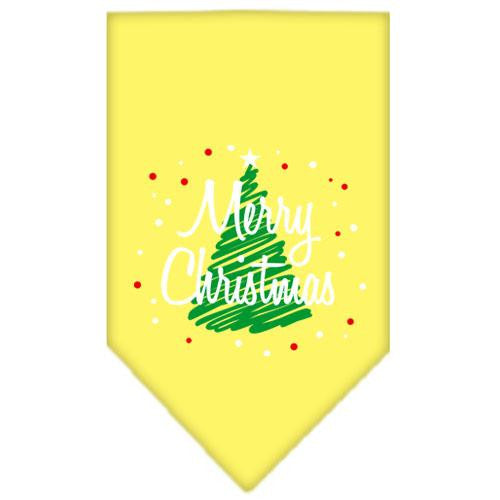 Scribble Merry Christmas Screen Print Bandana Yellow Small