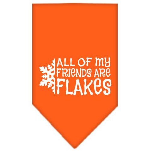 All my friends are Flakes Screen Print Bandana Orange Large